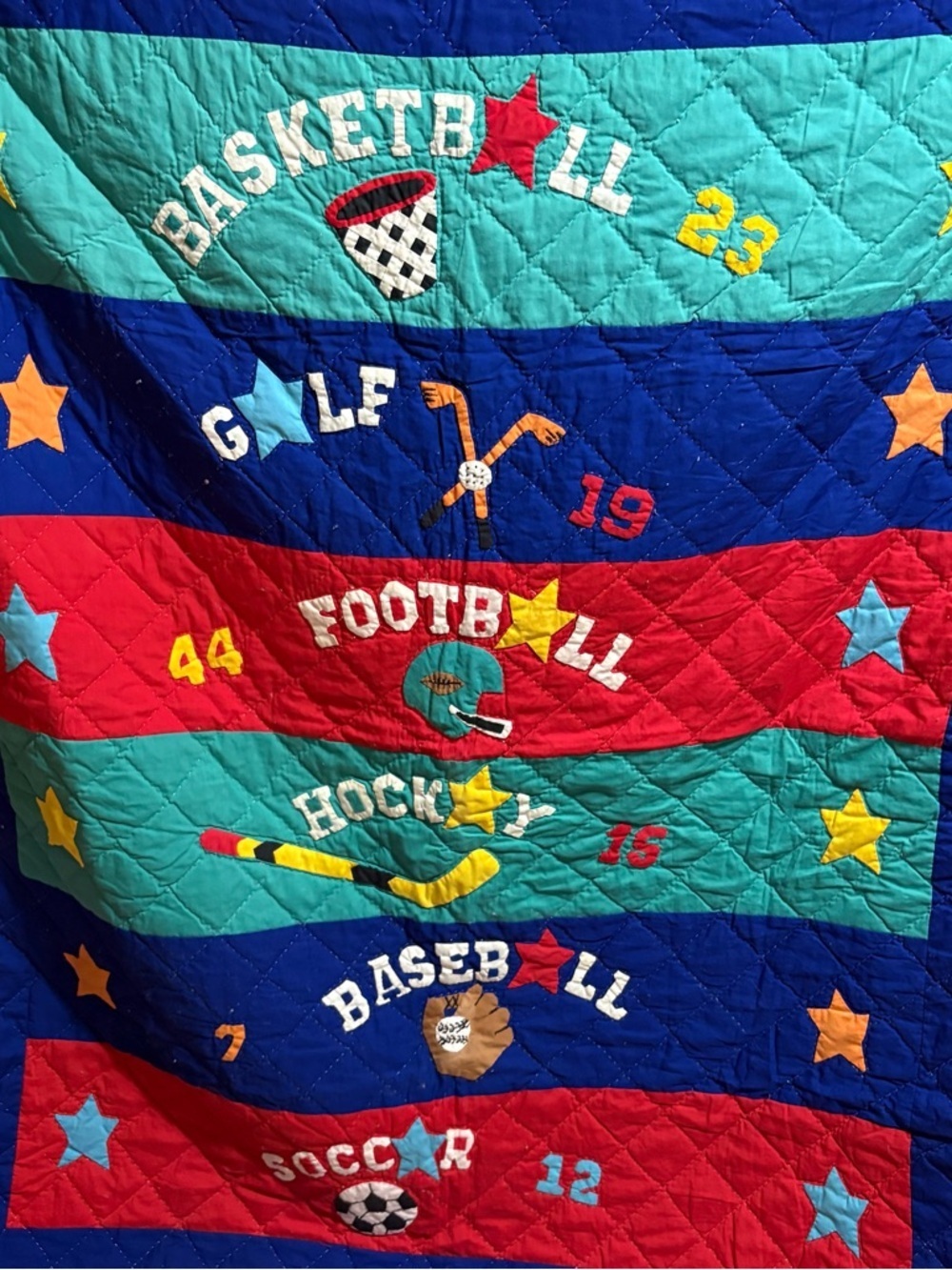 Vintage JCPenney Sports Quilted Kids Bedroom Blanket Throw 50 x 60